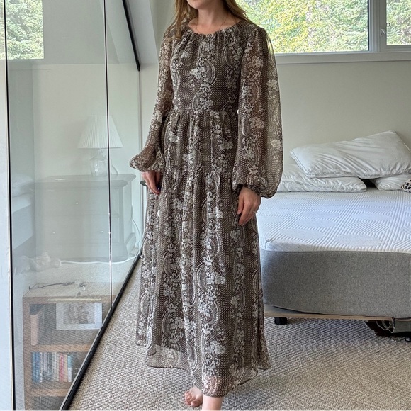 Anthro En Saison xs-s NWT Paisley Long Sleeve Maxi Dress - Picture 3 of 15